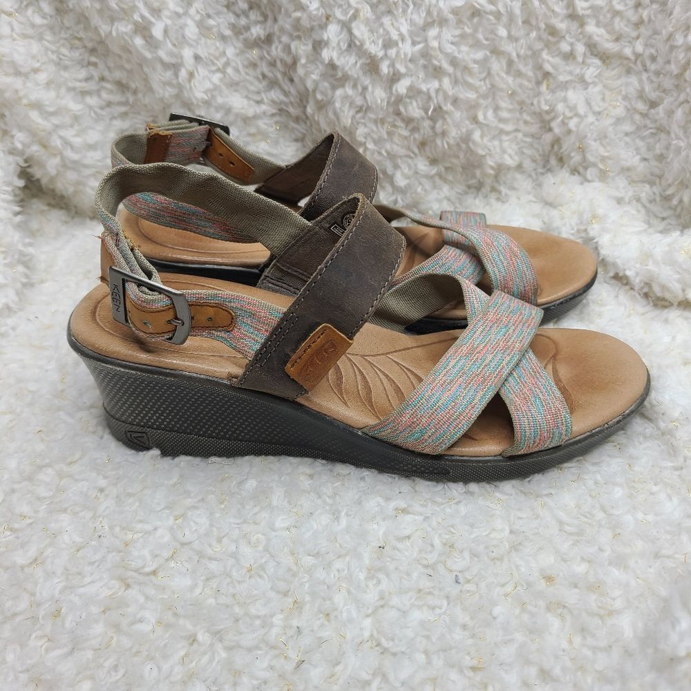 KEEN Womens Skyline Slingback Sandals Multicolor Space Dye Low Wedge‎ Sandals